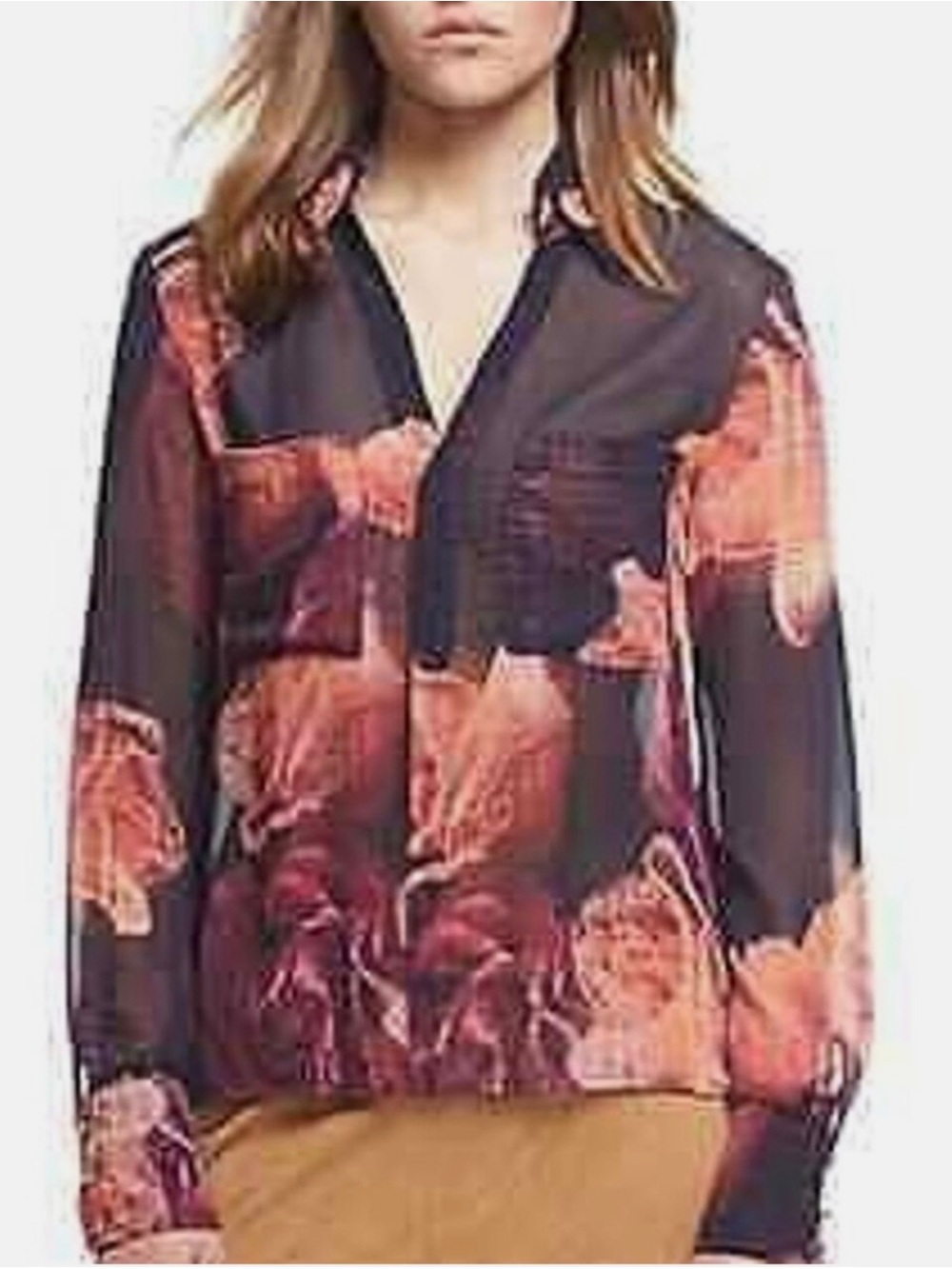 Robert Rodriguez Floral Sheer Button Up Blouse